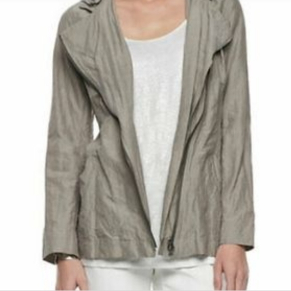 Eileen Fisher Rumpled Cotton Hooded Jacket - Picture 1 of 4